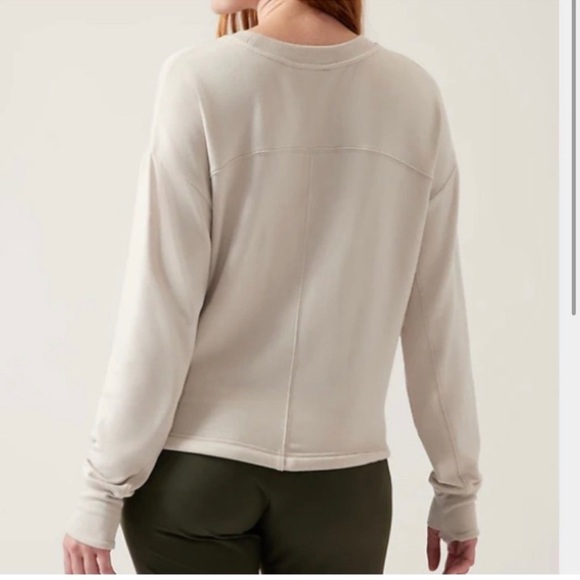 ATHLETA Light Beige Marina Crew Neck Drawstring Sweatshirt - Picture 2 of 8